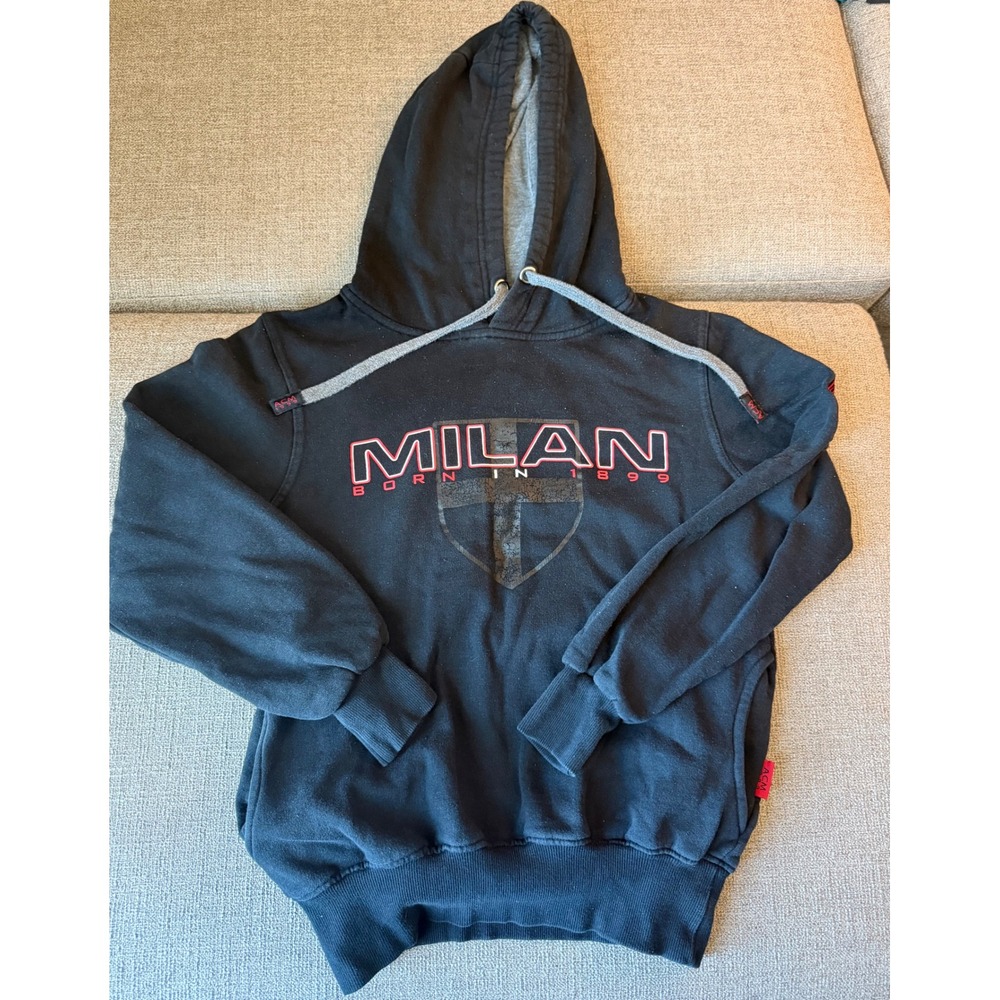 AC Milan Official Licensed Hoodie Black Red Born In 1899 Soccer Pullover Small